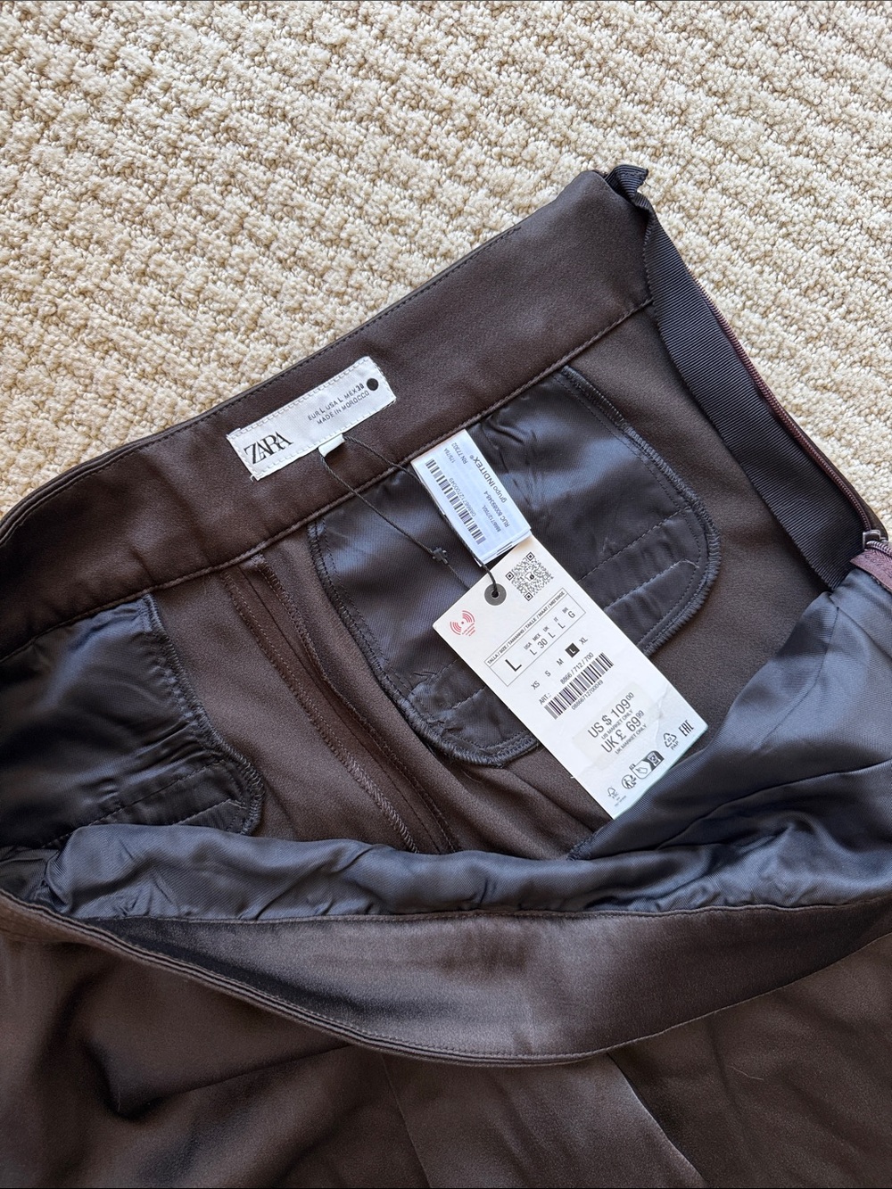 Zara Brown Satin Pants - Picture 4 of 5
